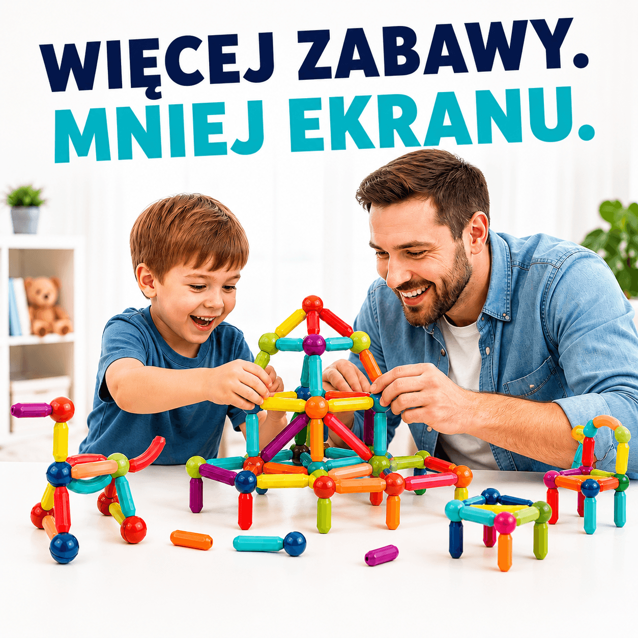 Edukacyjny Zestaw Klocków Magnetycznych (64 Elementy)